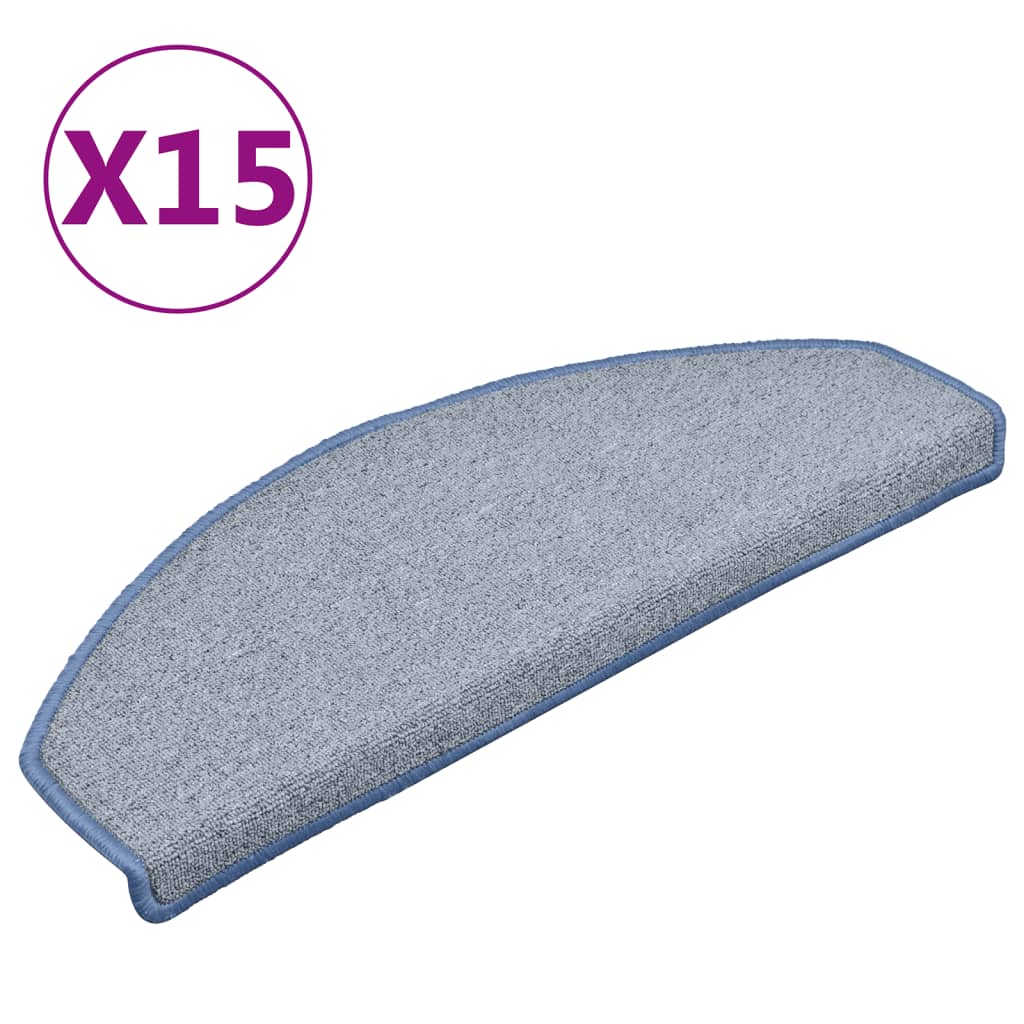 Vidaxl trapmatten 15 st 65x24x4 cm lichtgrijs en blauw halfrond groot