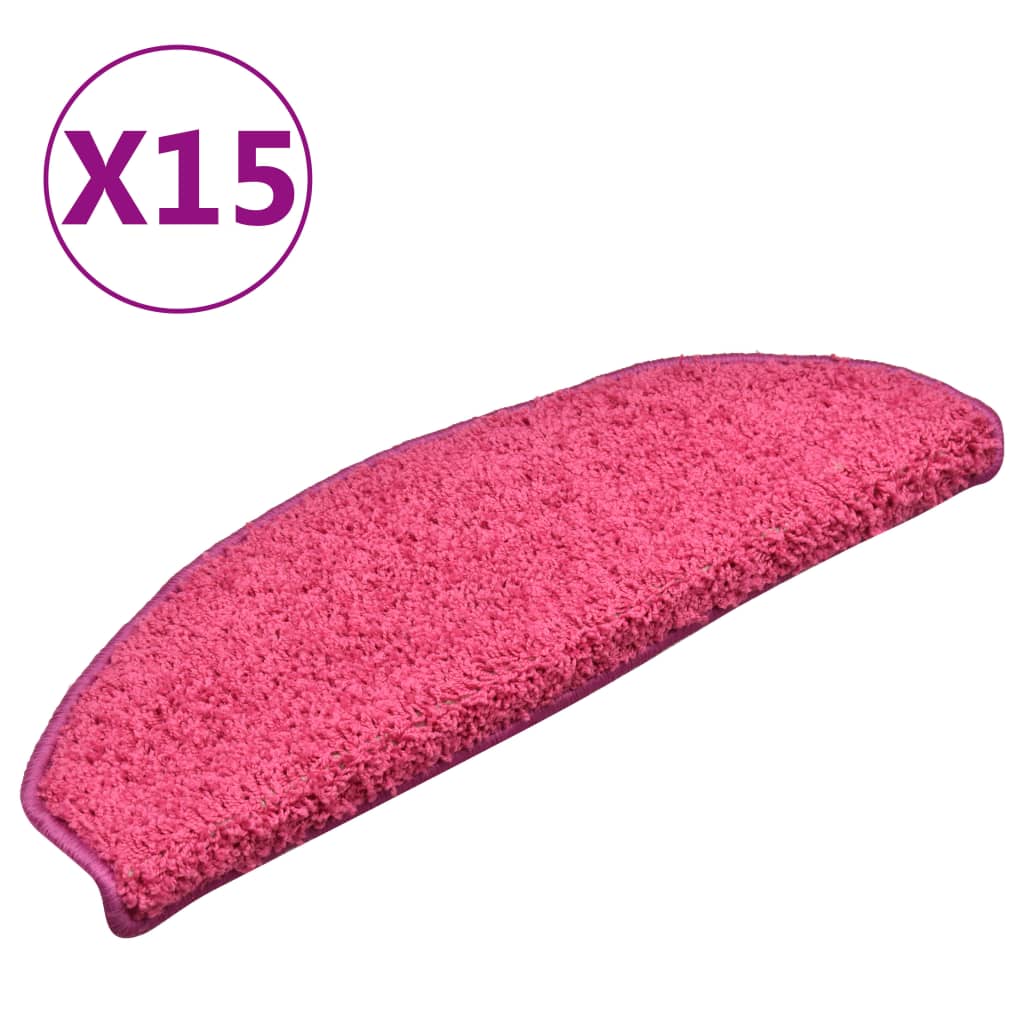 Vidaxl trapmatten 15 st 65x21x4 cm roze rechthoekige rand