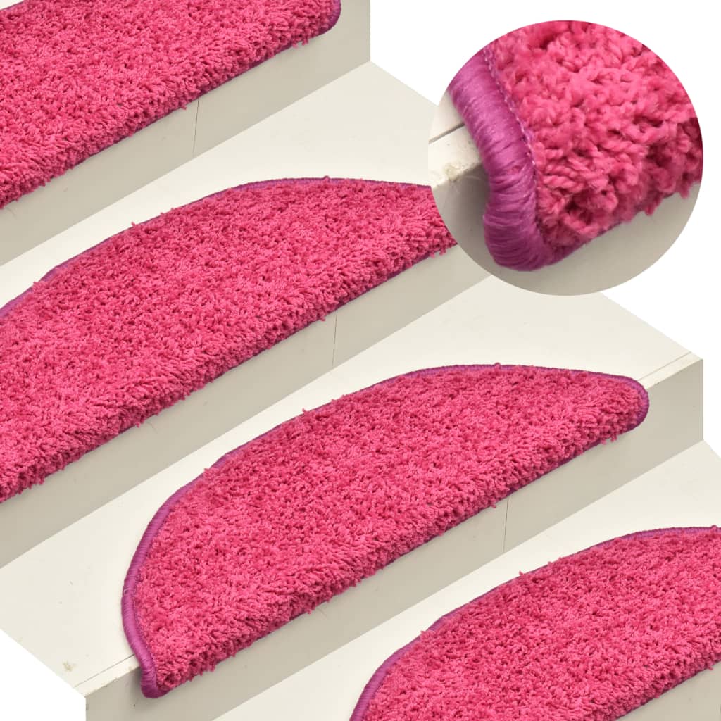 Vidaxl trapmatten 15 st 65x21x4 cm roze rechthoekige rand
