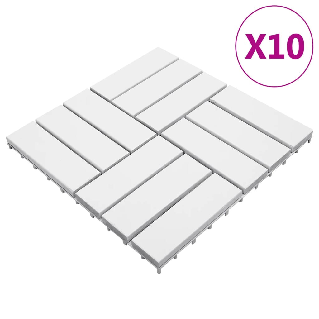 VidaXL Terrastegels 10 st 30x30 cm massief acaciahout wit
