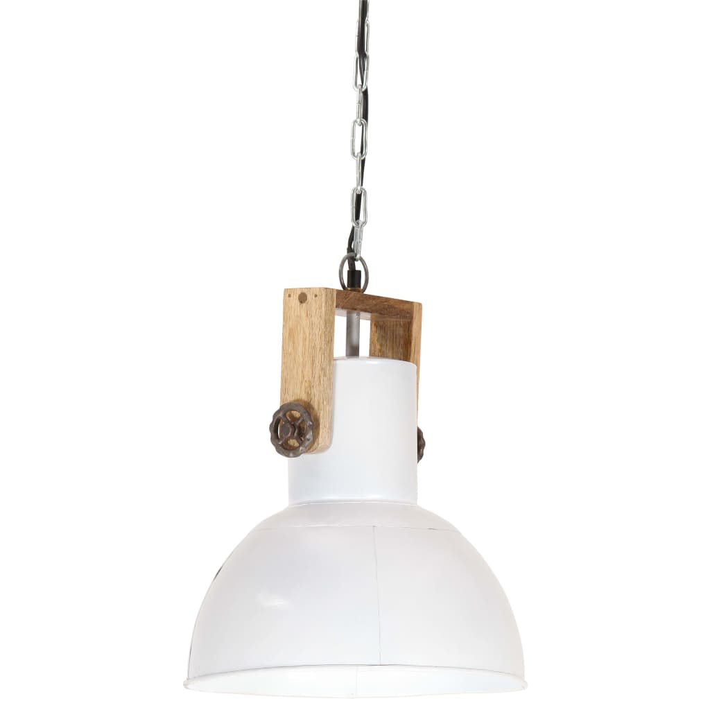 VidaXL Hanglamp industrieel rond 25 W E27 32 cm mangohout wit