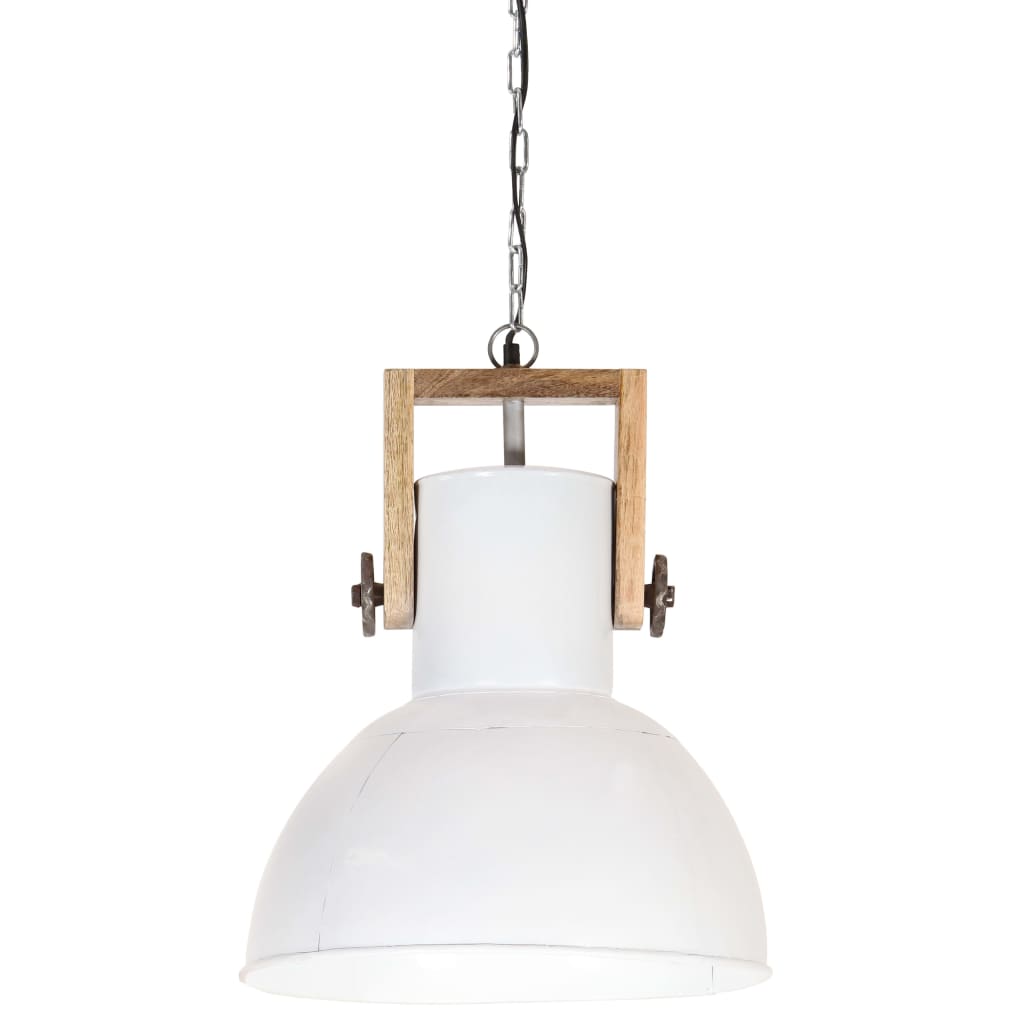 VidaXL Hanglamp industrieel rond 25 W E27 32 cm mangohout wit