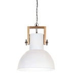 VidaXL Hanglamp industrieel rond 25 W E27 32 cm mangohout wit
