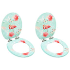 Vidaxl toiletbrillen met soft-close deksel 2 st flamingo mdf
