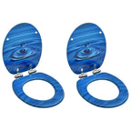 Vidaxl toiletbrillen met soft-close deksel 2 st waterdruppel mdf blauw