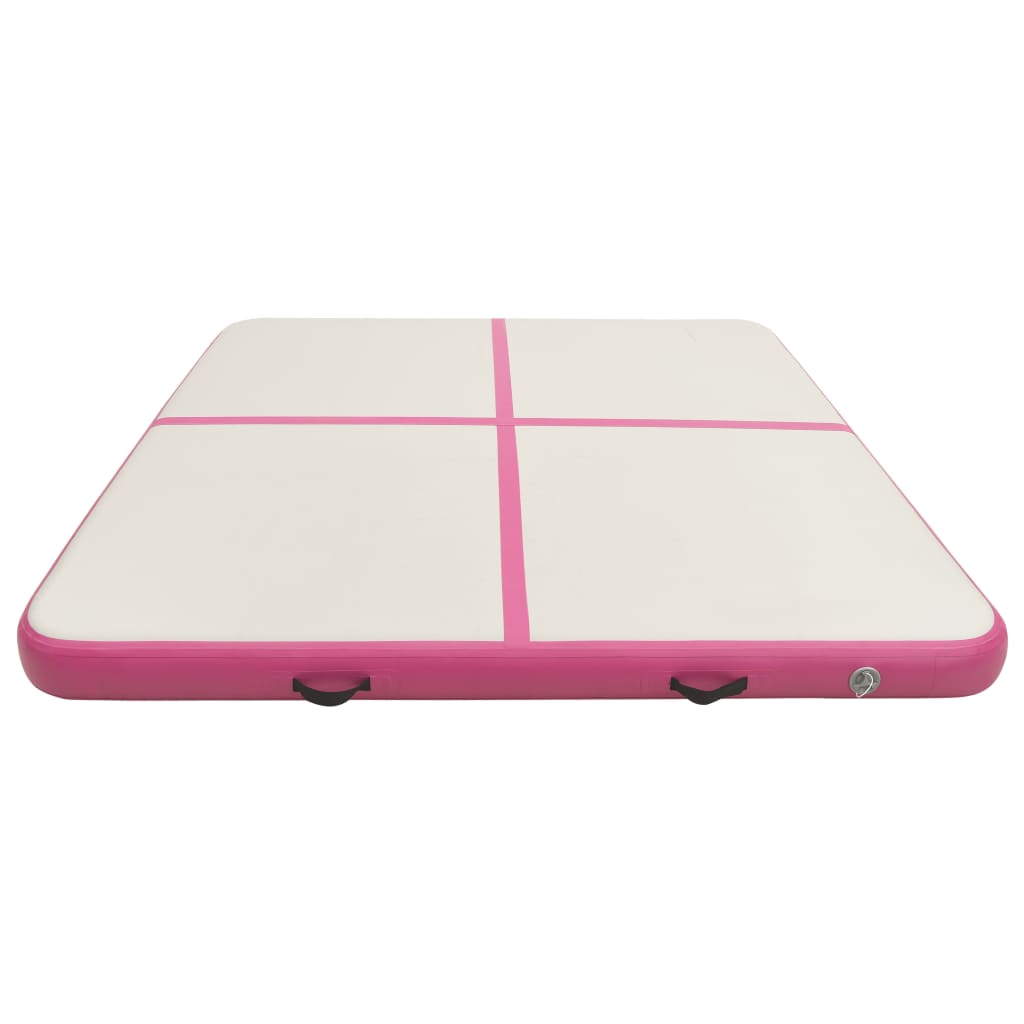 Vidaxl gymnastiekmat met pomp opblaasbaar 200x200x10 cm pvc roze