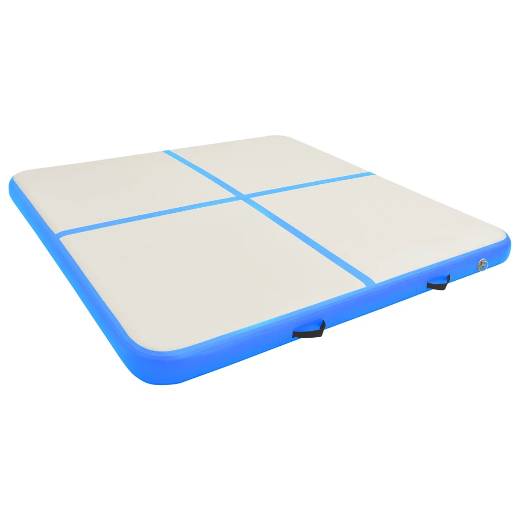 Vidaxl gymnastiekmat met pomp opblaasbaar 200x200x20 cm pvc blauw
