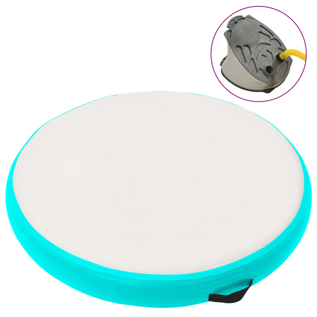 Vidaxl gymnastiekmat met pomp opblaasbaar 100x100x20 cm pvc groen