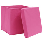 Vidaxl opbergboxen met deksel 4 st 28x28x28 cm roze