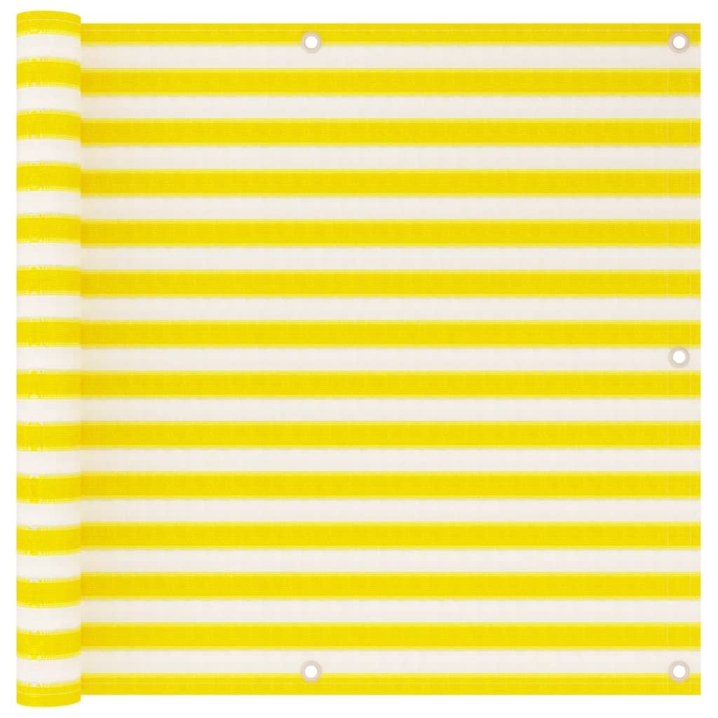 Vidaxl balkonscherm 90x500 cm hdpe geel en wit