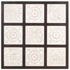 Vidaxl wandpaneel handgesneden 60x60x1,5 cm mdf bruin en wit