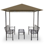 VidaXL Tuinpaviljoen met tafel en bankjes 180 g m² 2,5x1,5x2,4 m taupe