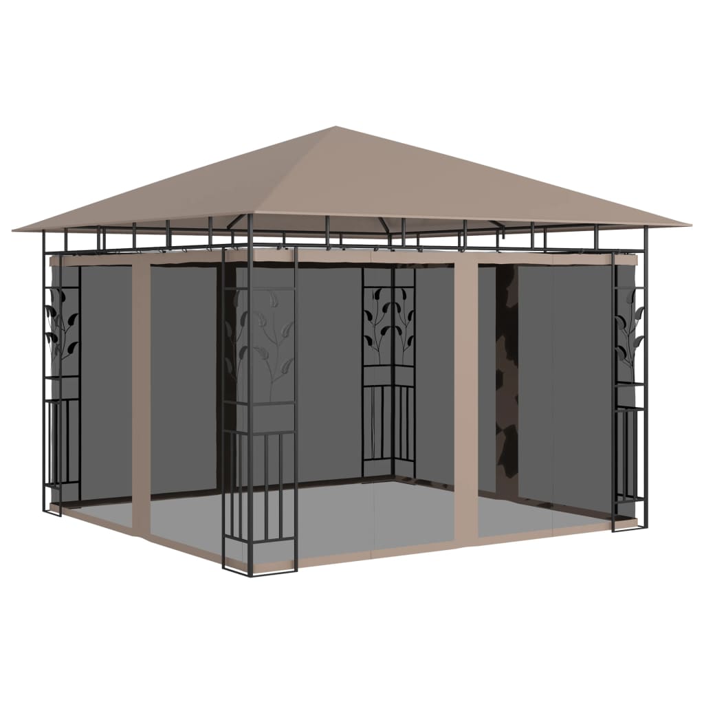 VidaXL Prieel met klamboe 3x3x2,73 m 180 g/m² taupe