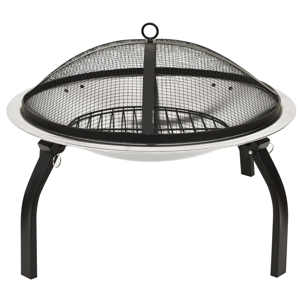 Vidaxl vuurschaal en barbecue 2-in-1 met pook 56x56x49 cm rvs