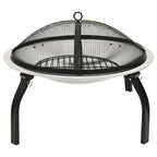 Vidaxl vuurschaal en barbecue 2-in-1 met pook 56x56x49 cm rvs