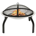 Vidaxl vuurschaal en barbecue 2-in-1 met pook 56x56x49 cm rvs