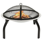 Vidaxl vuurschaal en barbecue 2-in-1 met pook 56x56x49 cm rvs