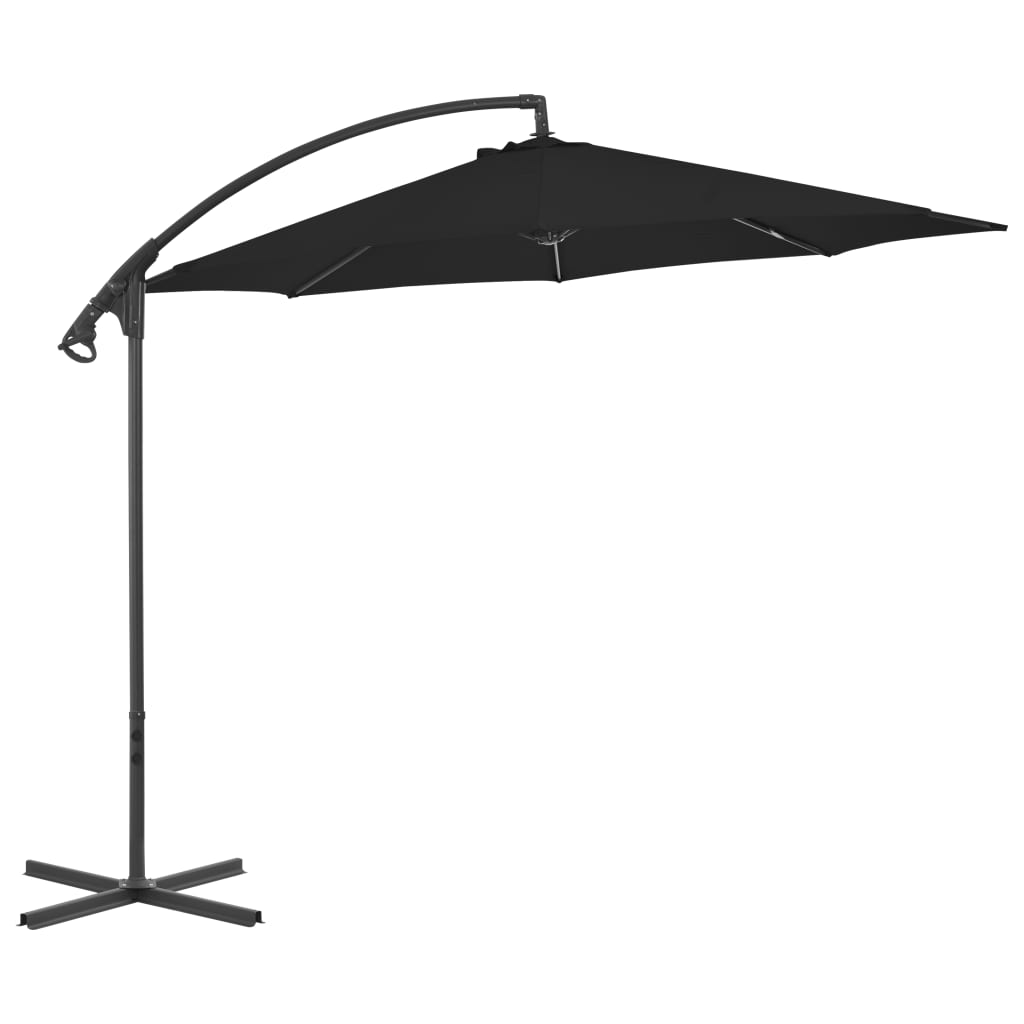 VidaXL Zweefparasol met stalen paal 300 cm zwart