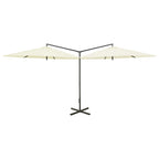 Vidaxl parasol dubbel met stalen paal 600 cm zandkleurig