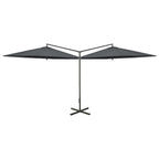 Vidaxl parasol dubbel met stalen paal 600 cm antracietkleurig