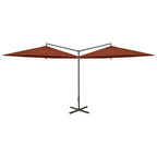 Vidaxl parasol dubbel met stalen paal 600 cm terracottakleurig