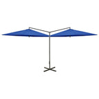 Vidaxl parasol dubbel met stalen paal 600 cm azuurblauw
