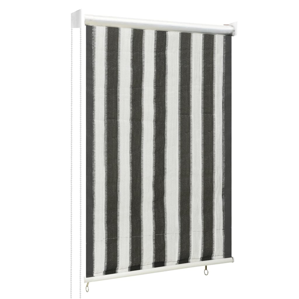 VidaXL Rolgordijn voor buiten gestreept 60x140 cm antraciet en wit
