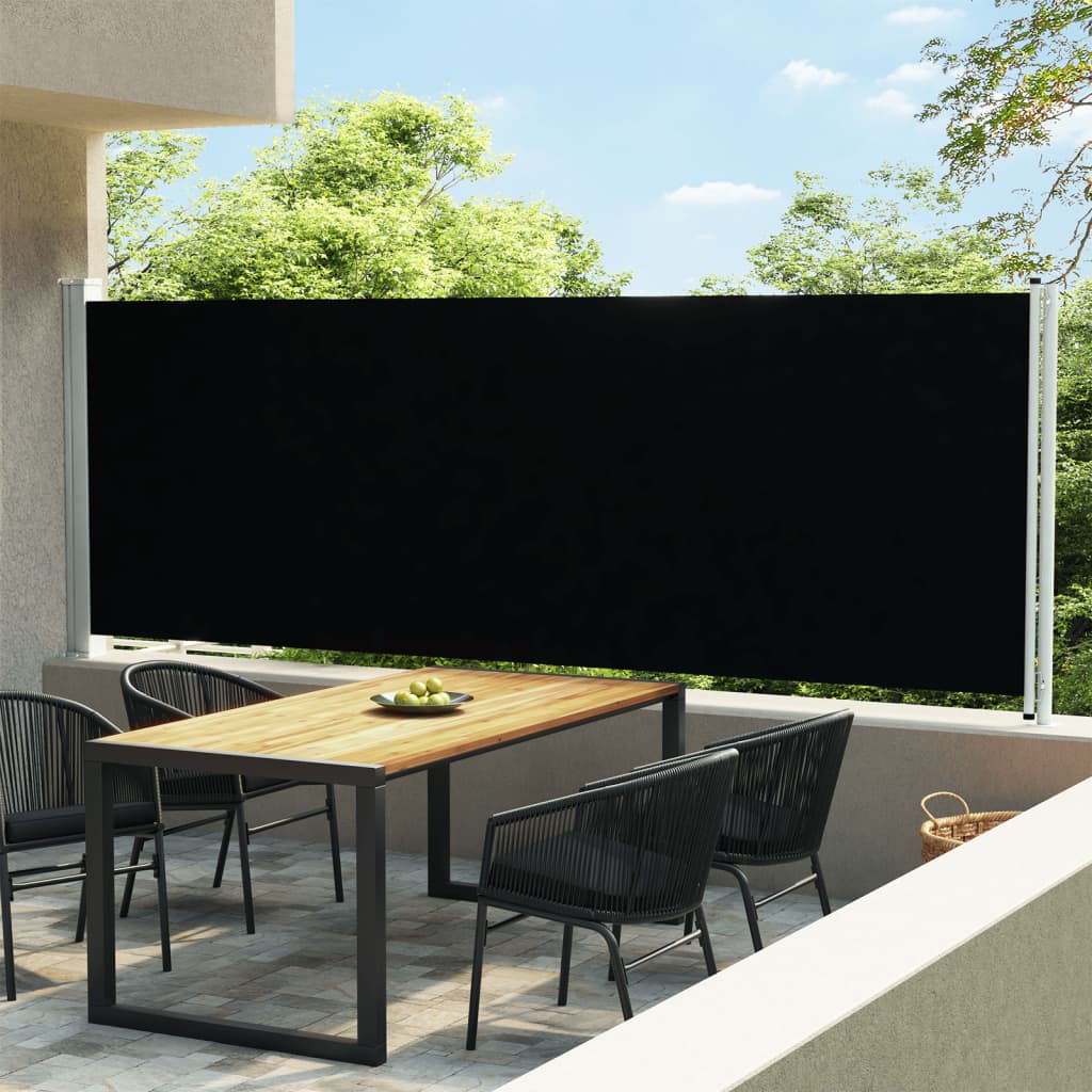 Vidaxl tuinscherm uittrekbaar 600x160 cm zwart