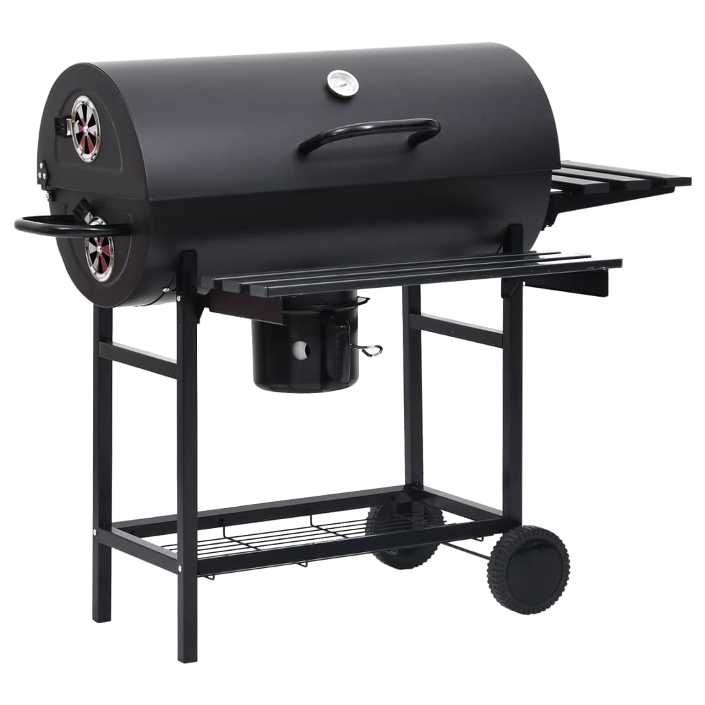 Vidaxl barbecuevat met wielen en schappen 115x85x95 cm staal zwart
