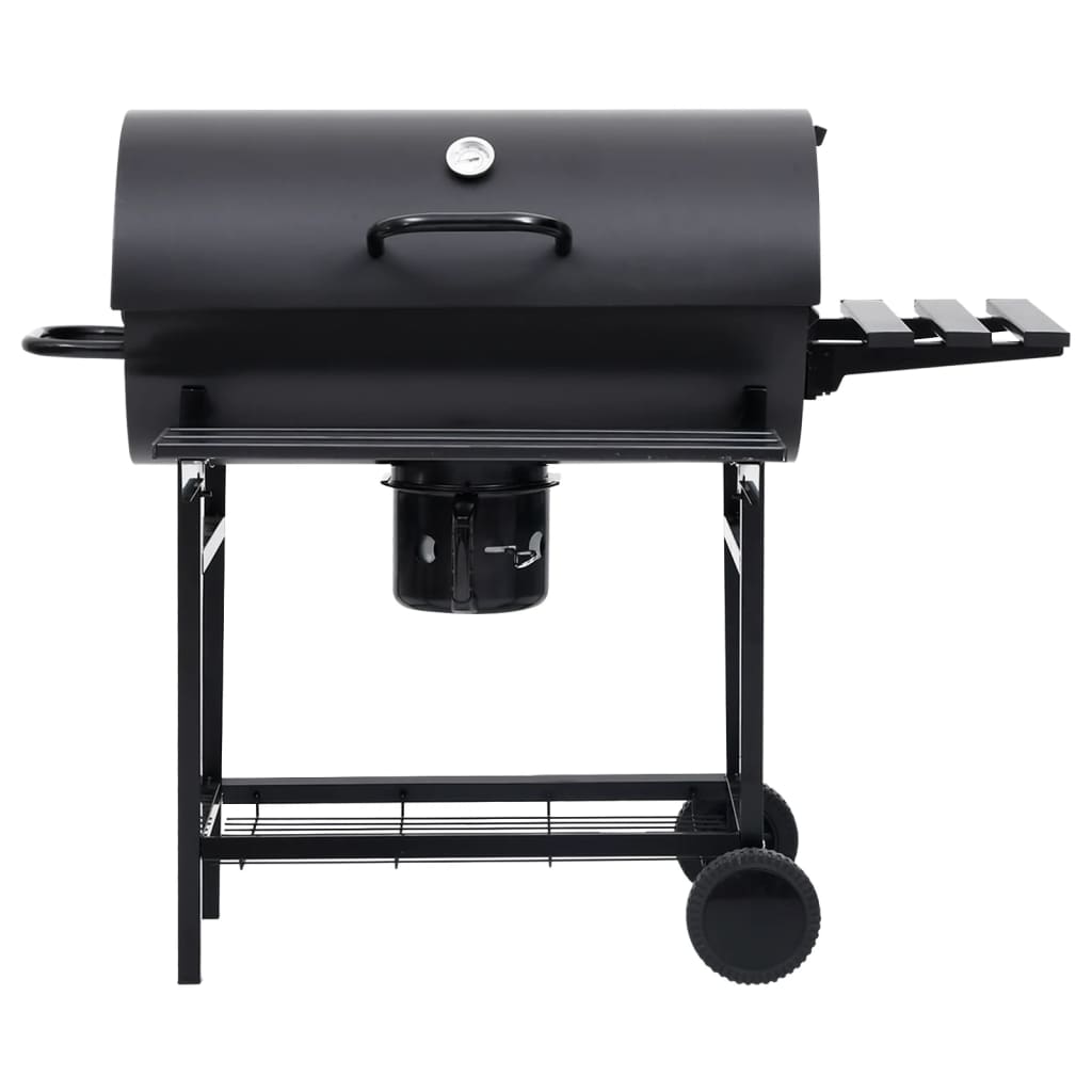 Vidaxl barbecuevat met wielen en schappen 115x85x95 cm staal zwart