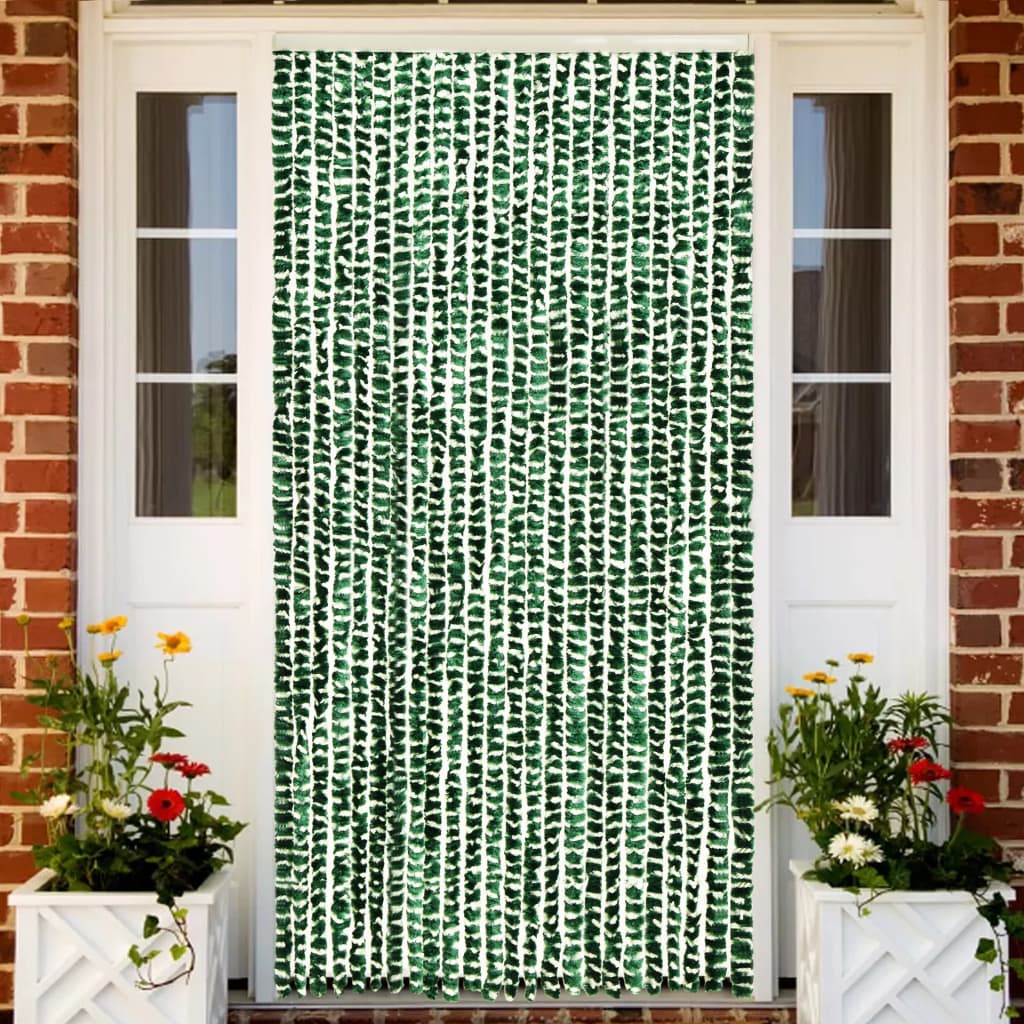 Vidaxl vliegengordijn 100x220 cm chenille groen en wit