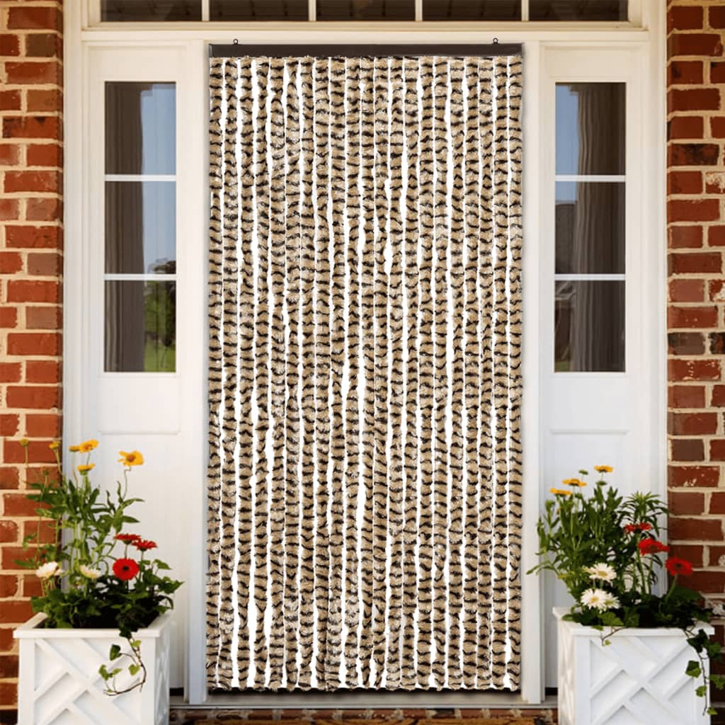 Vidaxl vliegengordijn 90x220 cm chenille beige en bruin