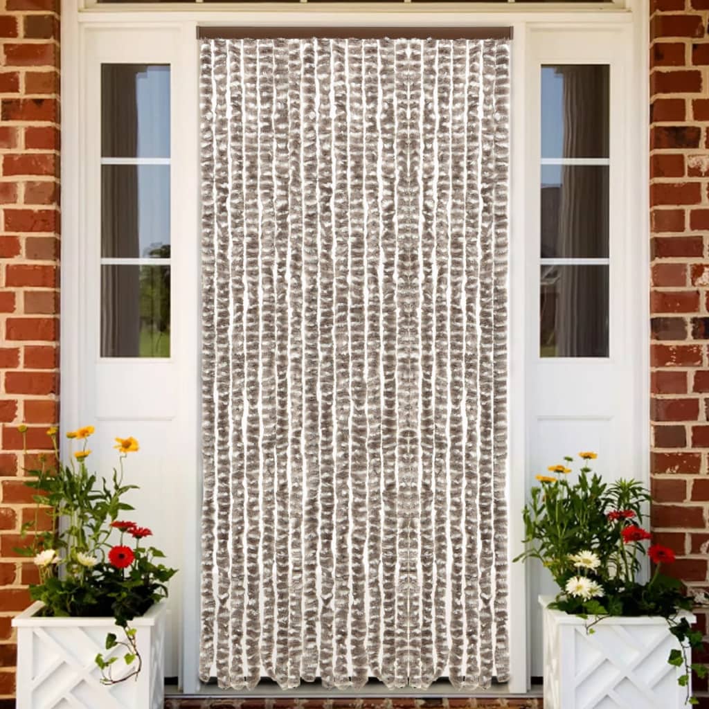 Vidaxl vliegengordijn 56x185 cm chenille taupe en wit