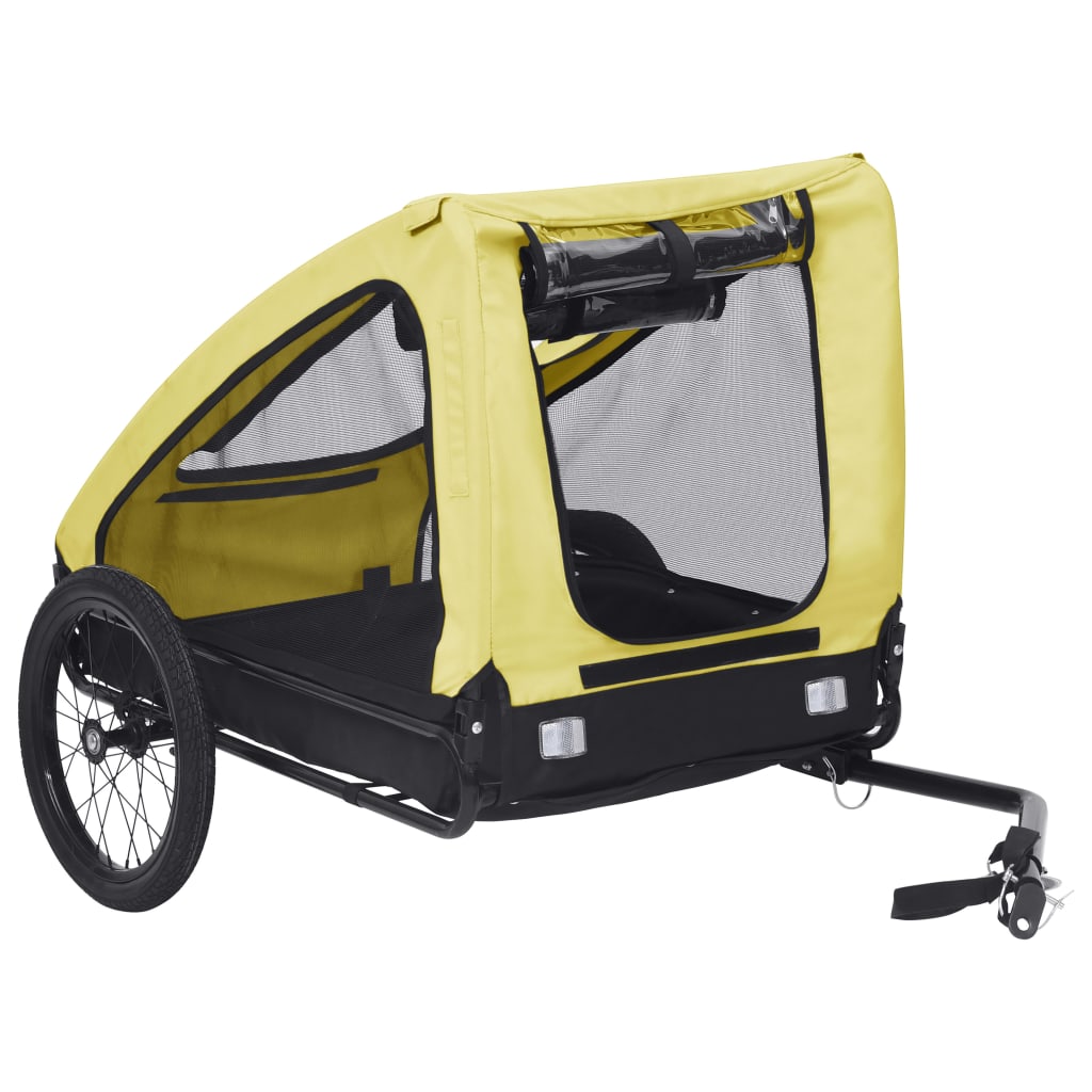 Vidaxl hondenfietstrailer geel en zwart