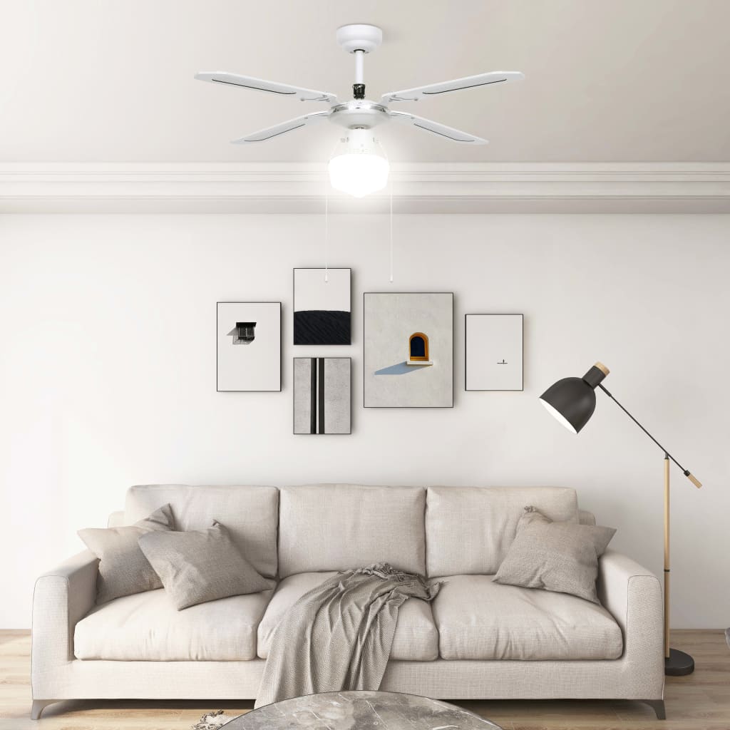 VidaXL Plafondventilator met lamp 106 cm wit