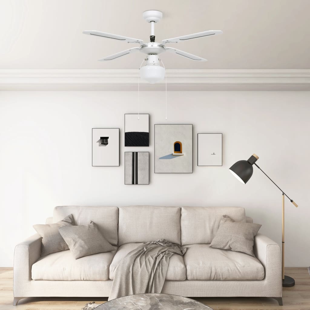 VidaXL Plafondventilator met lamp 106 cm wit