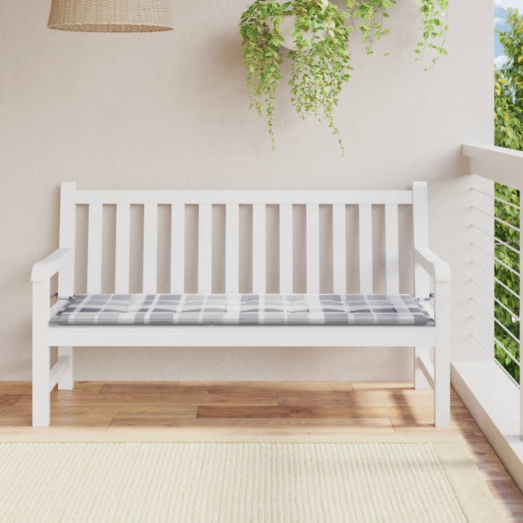 Vidaxl tuinbankkussen 150x50x4 cm oxford stof ruitpatroon grijs