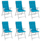 Vidaxl tuinstoelkussens 6 st hoge rug 120x50x3 cm stof blauw