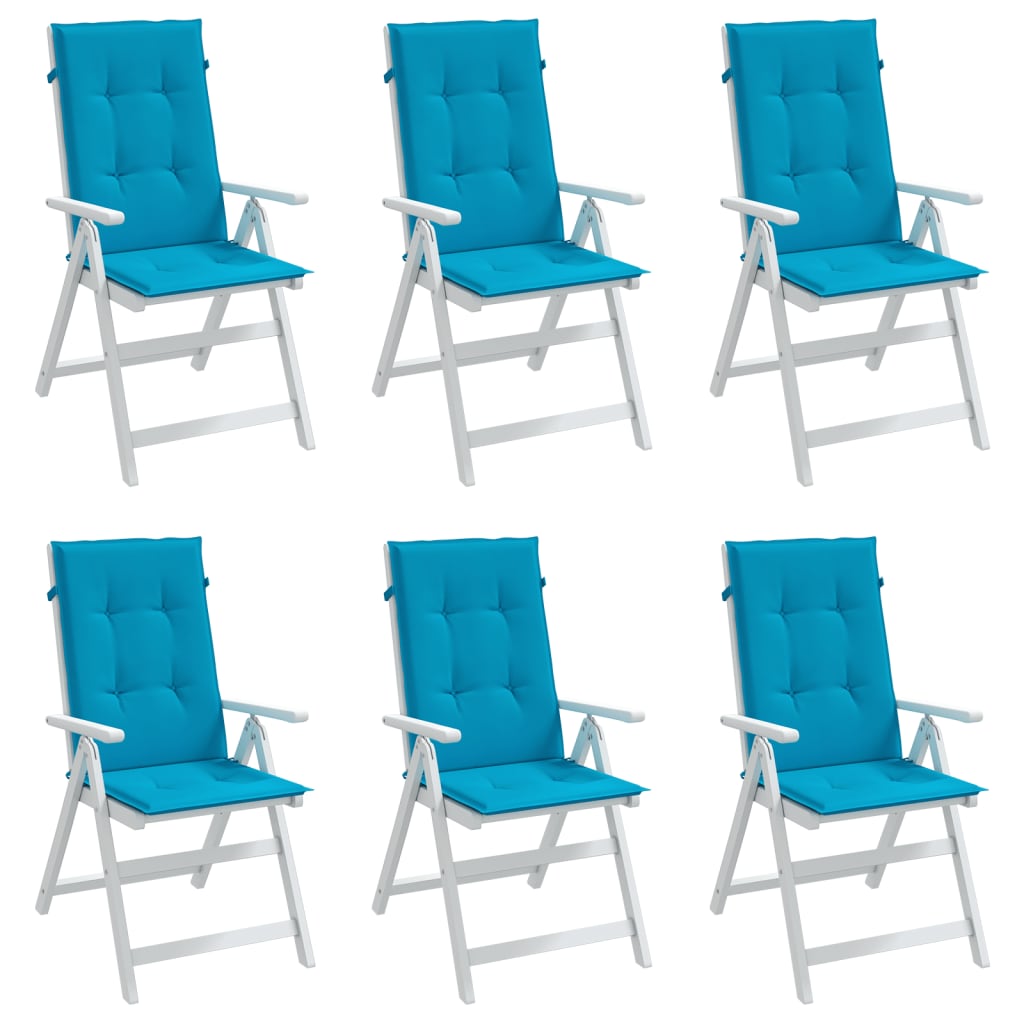 Vidaxl tuinstoelkussens 6 st hoge rug 120x50x3 cm stof blauw