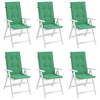 Vidaxl tuinstoelkussens 6 st hoge rug 120x50x3 cm stof groen