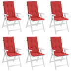 Vidaxl tuinstoelkussens 6 st hoge rug 120x50x3 cm stof rood
