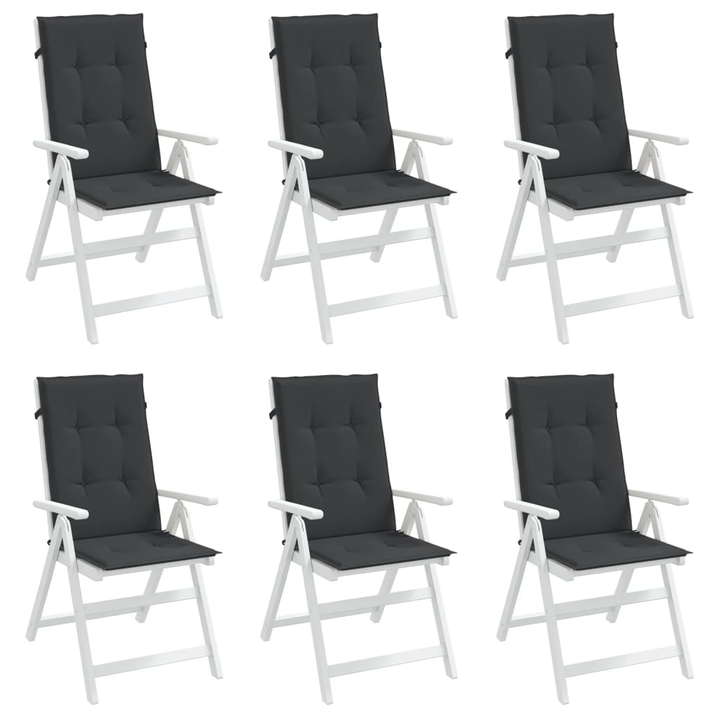 Vidaxl tuinstoelkussens 6 st hoge rug 120x50x3 cm stof zwart