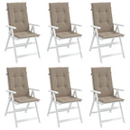 Vidaxl tuinstoelkussens 6 st hoge rug 120x50x3 cm stof taupe