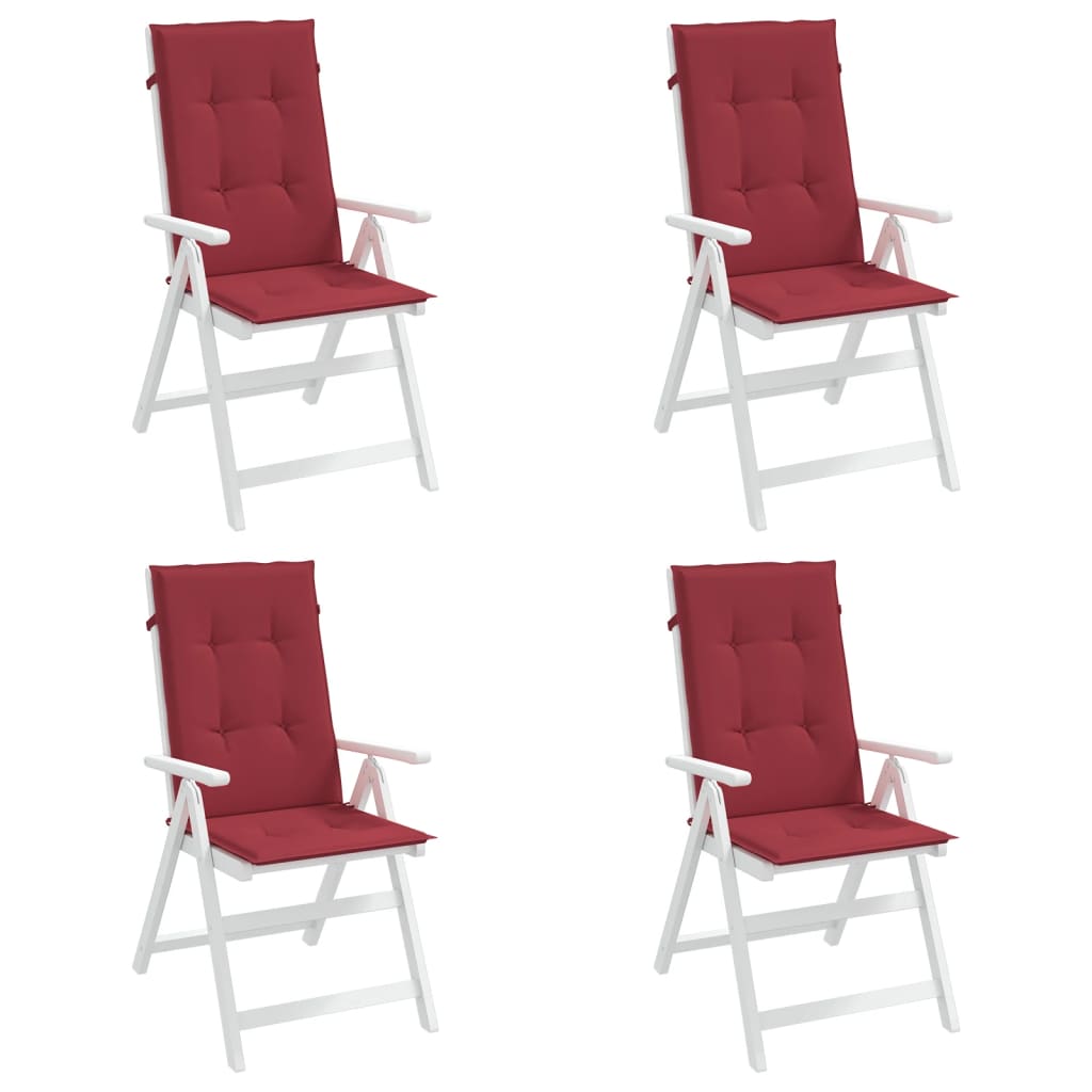 Vidaxl tuinstoelkussens 4 st hoge rug 120x50x3 cm stof wijnrood