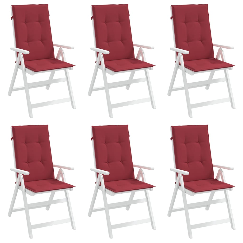 Vidaxl tuinstoelkussens 6 st hoge rug 120x50x3 cm stof wijnrood