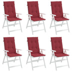 Vidaxl tuinstoelkussens 6 st hoge rug 120x50x3 cm stof wijnrood