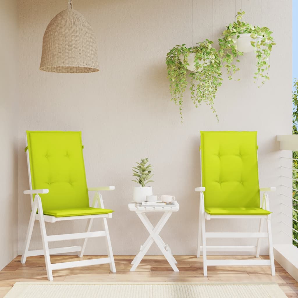 Vidaxl tuinstoelkussens 2 st hoge rug 120x50x3 cm stof heldergroen