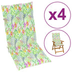 VidaXL Tuinstoelkussens 4 st hoge rug bladpatroon 120x50x3 cm stof
