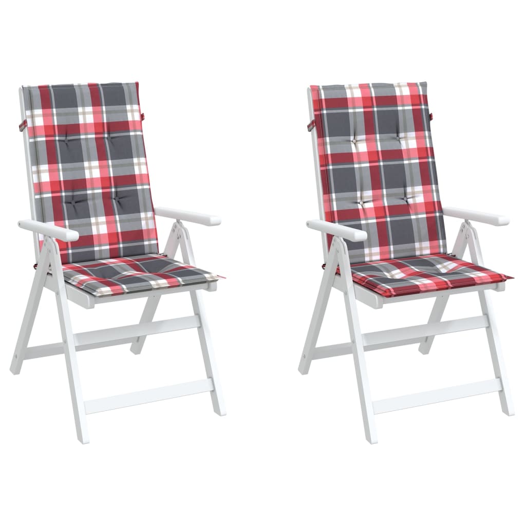 Vidaxl tuinstoelkussens 2 st 120x50x3 cm stof ruitpatroon rood