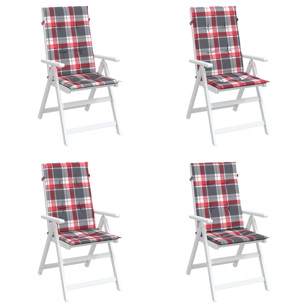 Vidaxl tuinstoelkussens 4 st 120x50x3 cm stof ruitpatroon rood